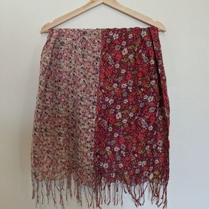 Pink and red light floral scarf
